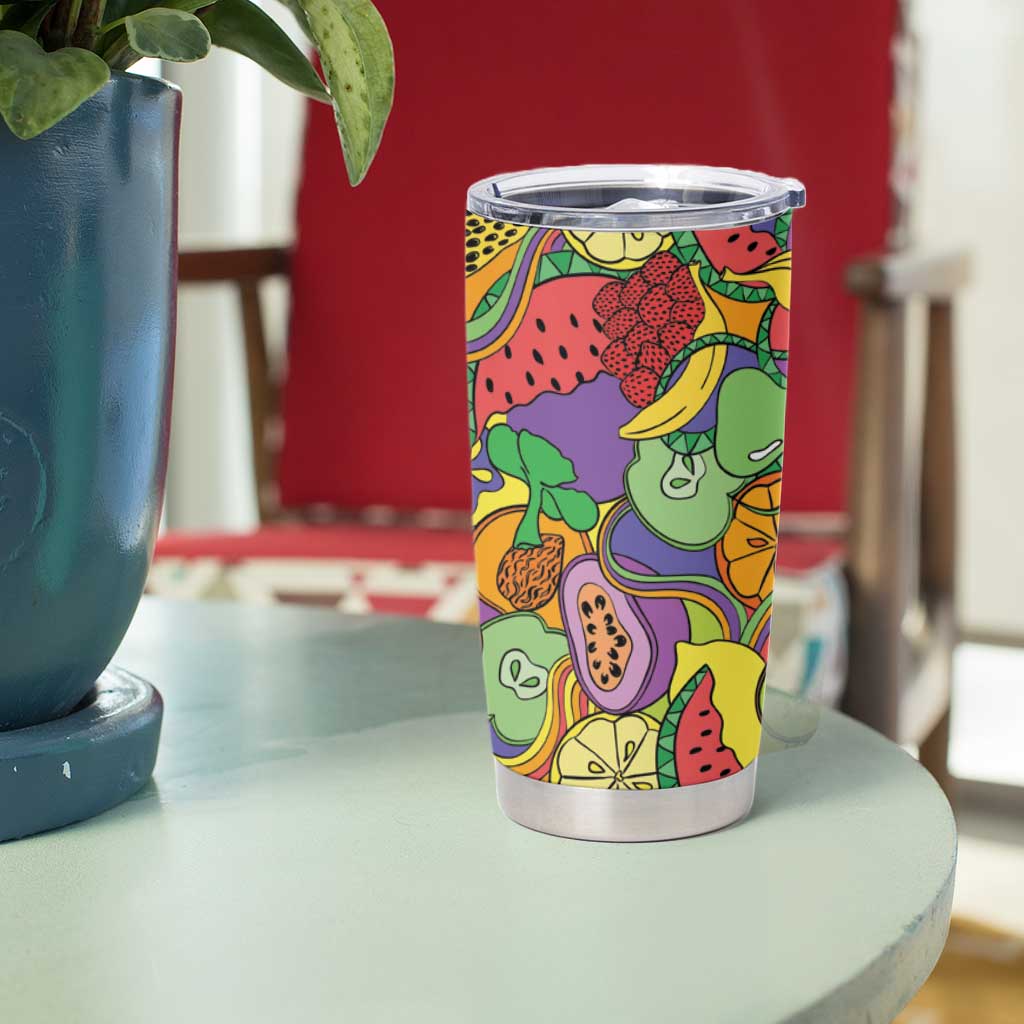 Hawaii Fruits Hippie Style Tumbler Cup Vibrant Colorful