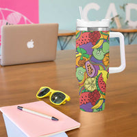 Hawaii Fruits Hippie Style Tumbler With Handle Vibrant Colorful