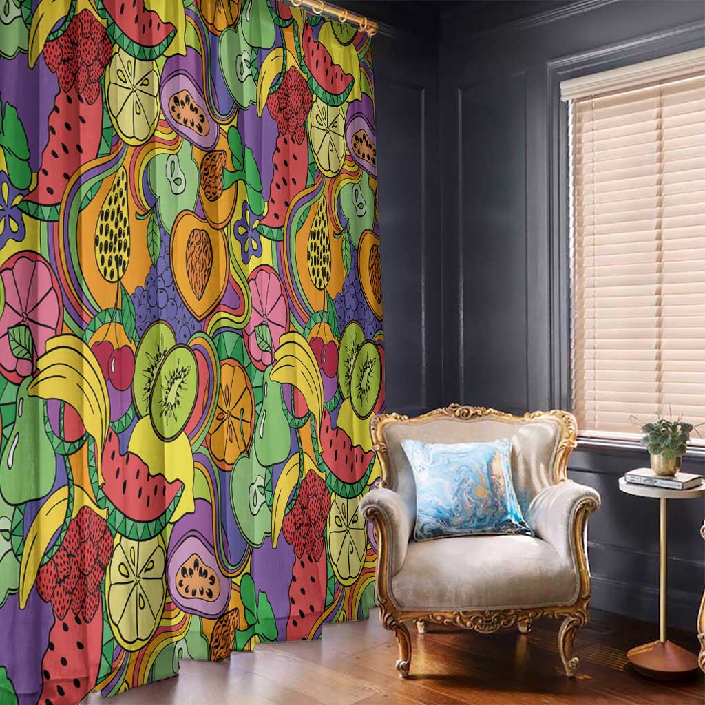 Hawaii Fruits Hippie Style Window Curtain Vibrant Colorful