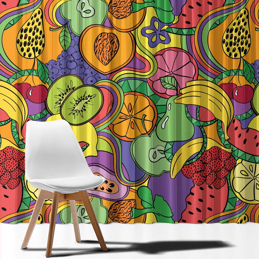 Hawaii Fruits Hippie Style Window Curtain Vibrant Colorful