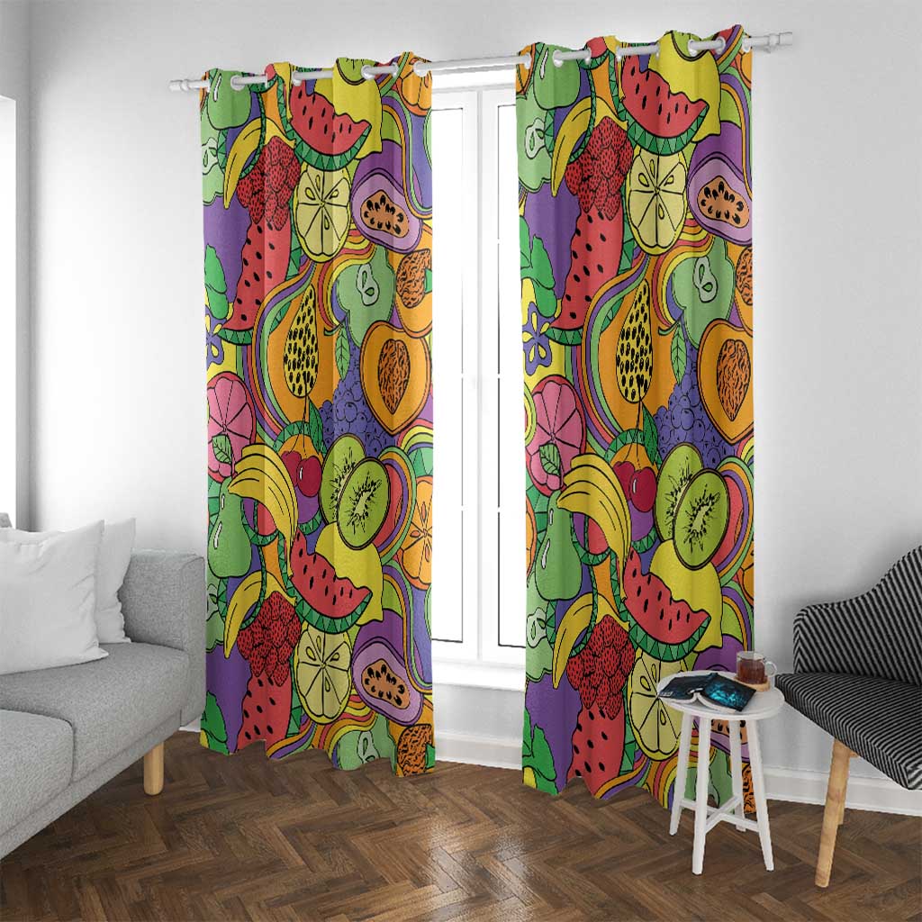 Hawaii Fruits Hippie Style Window Curtain Vibrant Colorful