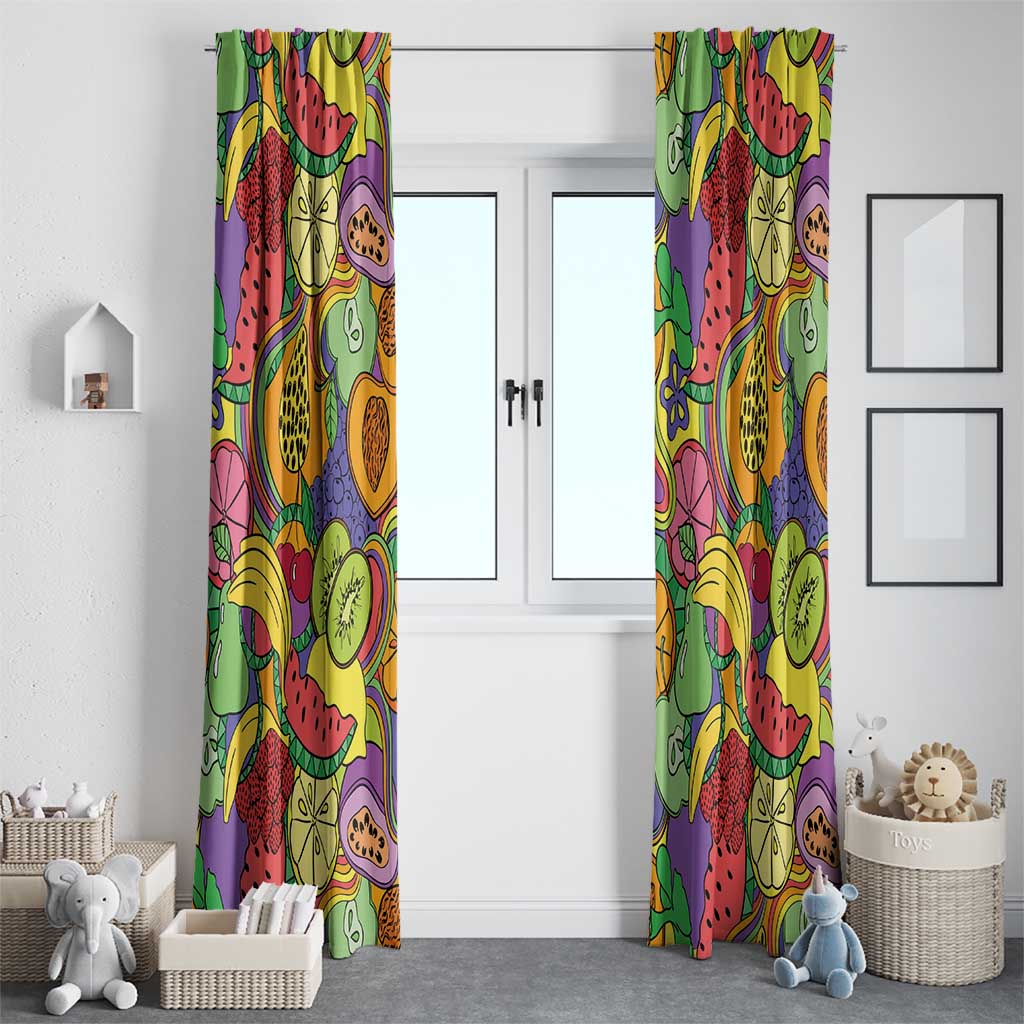 Hawaii Fruits Hippie Style Window Curtain Vibrant Colorful
