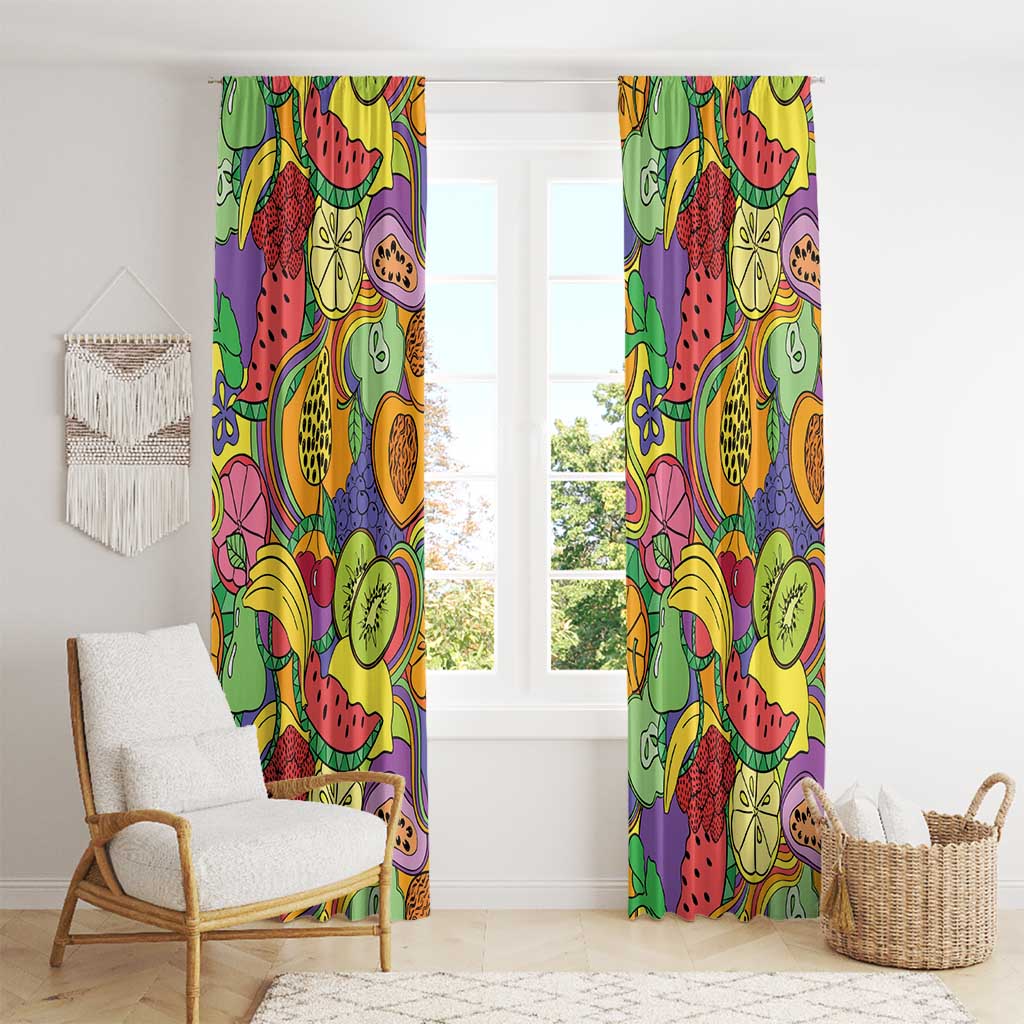 Hawaii Fruits Hippie Style Window Curtain Vibrant Colorful