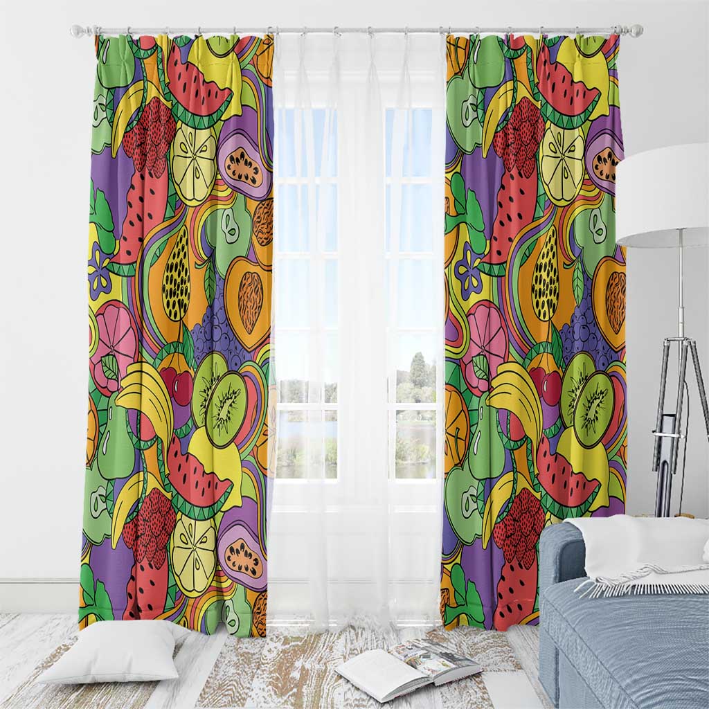 Hawaii Fruits Hippie Style Window Curtain Vibrant Colorful