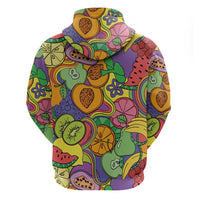 Hawaii Fruits Hippie Style Zip Hoodie Vibrant Colorful