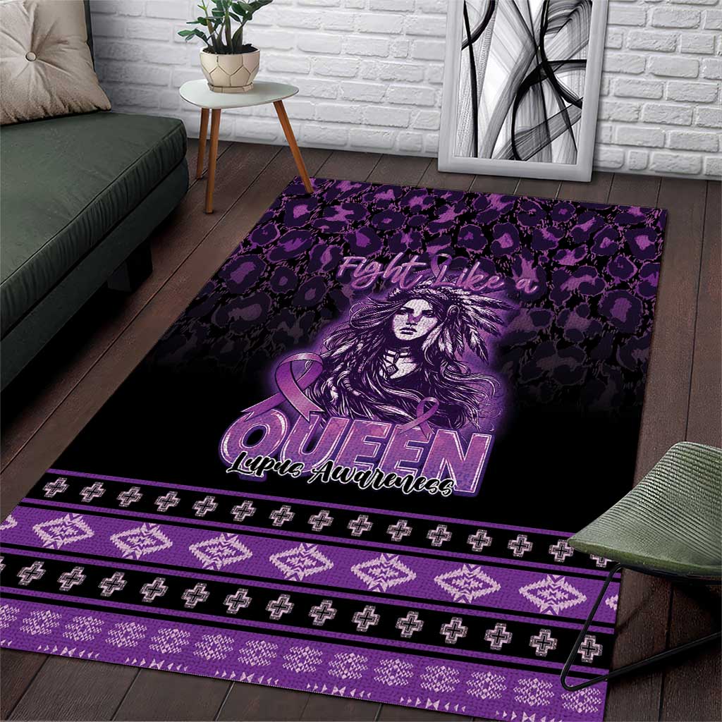 Native American Lupus Girl Area Rug Fight Like a Queen