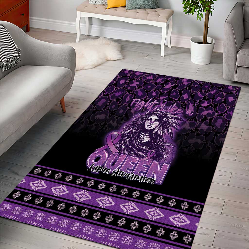 Native American Lupus Girl Area Rug Fight Like a Queen