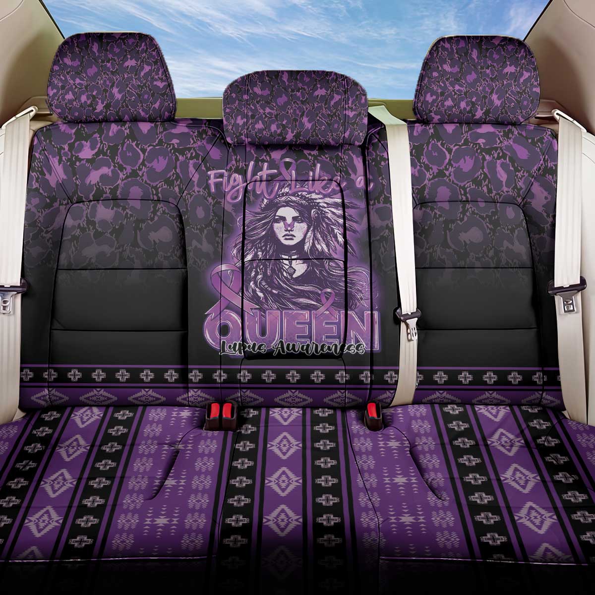 Native American Lupus Girl Back Car Seat Cover Fight Like a Queen
