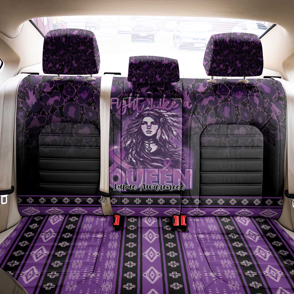 Native American Lupus Girl Back Car Seat Cover Fight Like a Queen