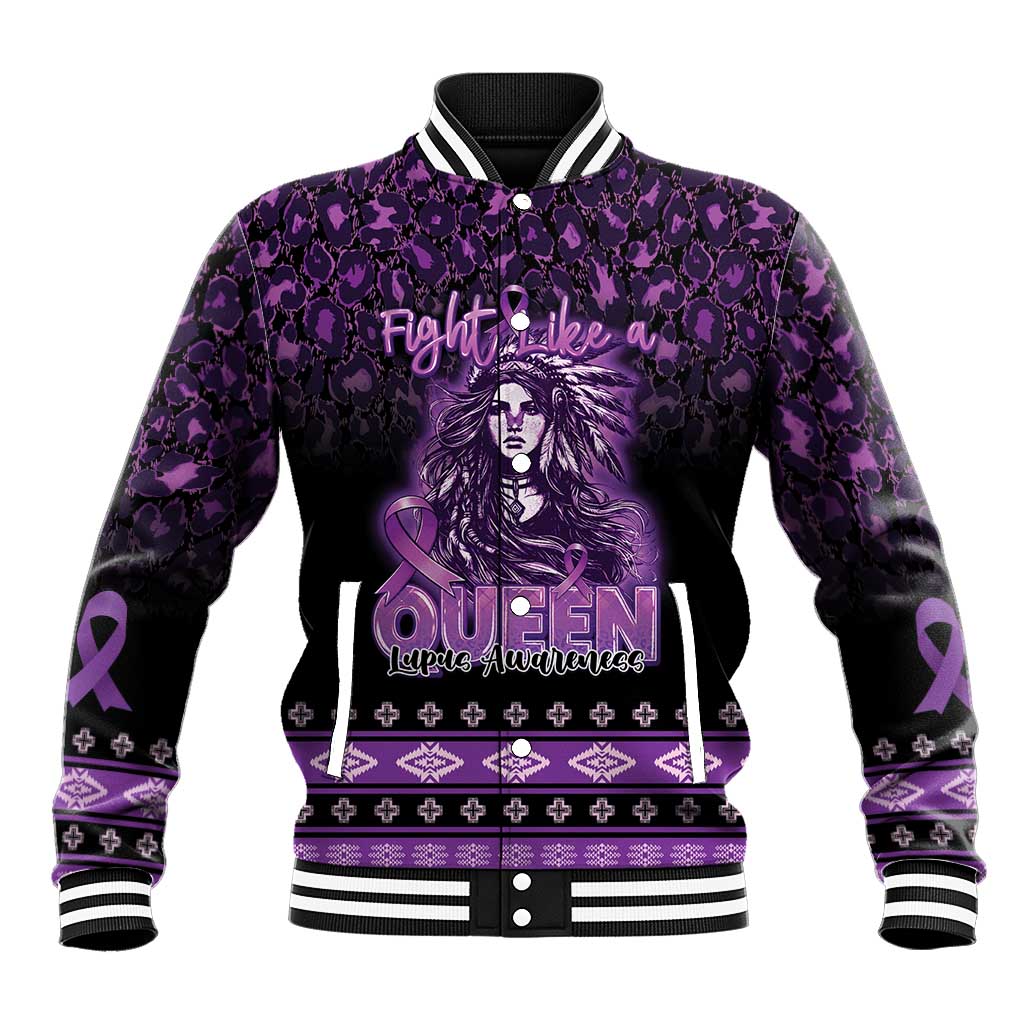 Personalized Native American Lupus Girl Baseball Jacket Fight Like a Queen