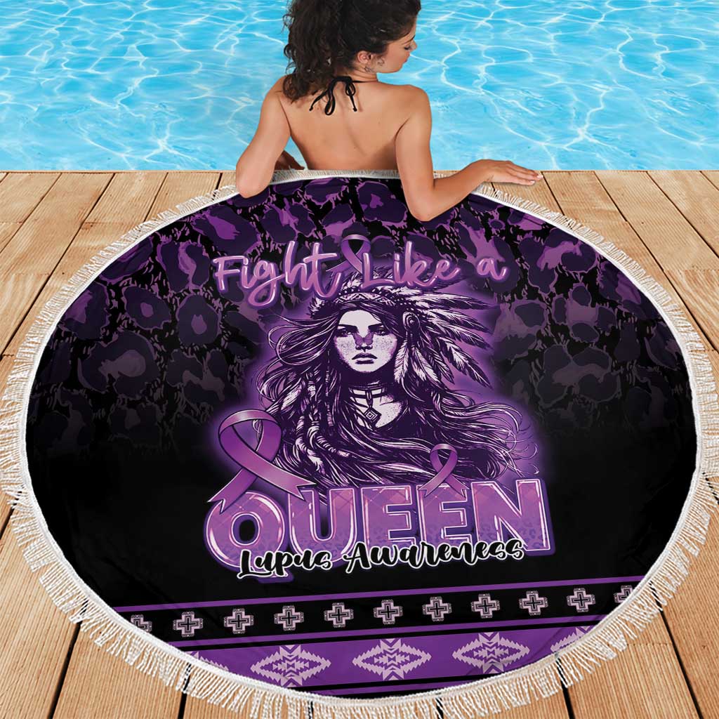 Native American Lupus Girl Beach Blanket Fight Like a Queen