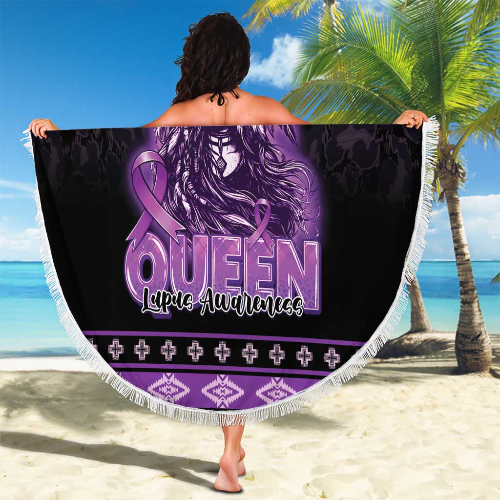 Native American Lupus Girl Beach Blanket Fight Like a Queen