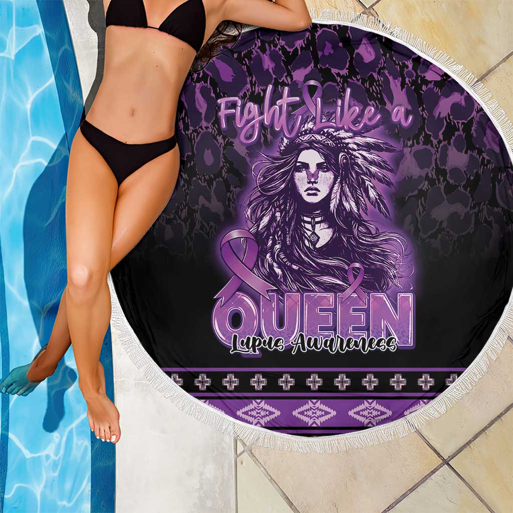 Native American Lupus Girl Beach Blanket Fight Like a Queen