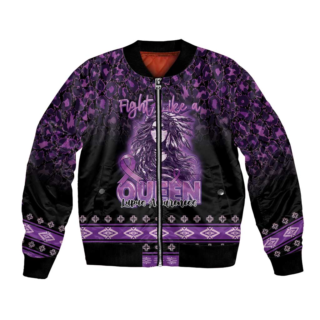 Personalized Native American Lupus Girl Bomber Jacket Fight Like a Queen