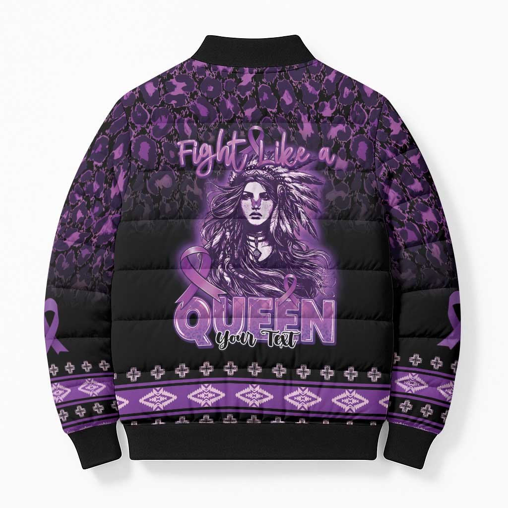 Personalized Native American Lupus Girl Bomber Puffer Jacket Fight Like a Queen