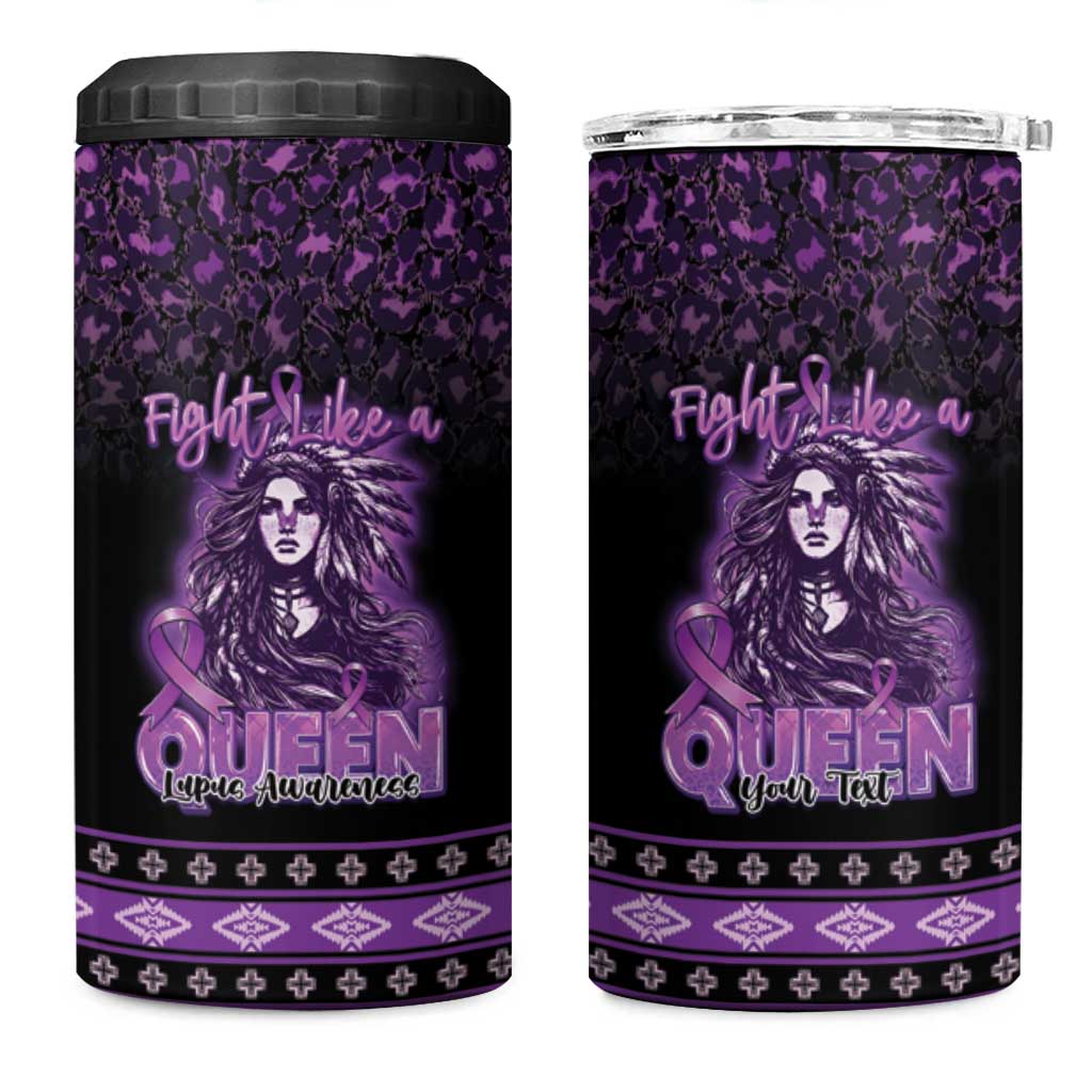 Personalized Native American Lupus Girl 4 in 1 Can Cooler Tumbler Fight Like a Queen