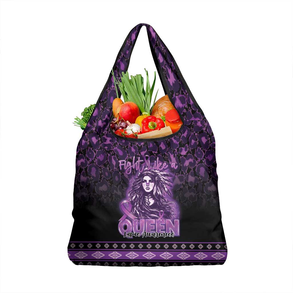 Native American Lupus Girl Grocery Bag Fight Like a Queen
