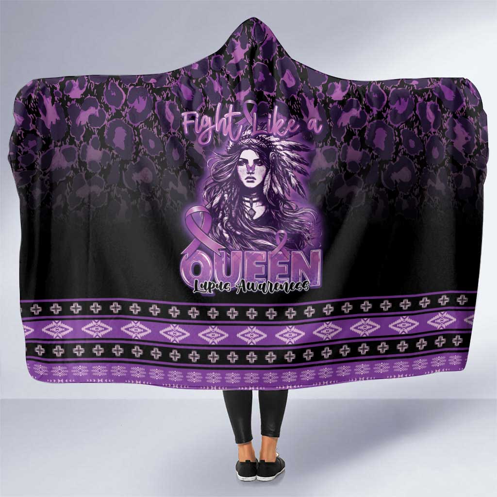 Native American Lupus Girl Hooded Blanket Fight Like a Queen