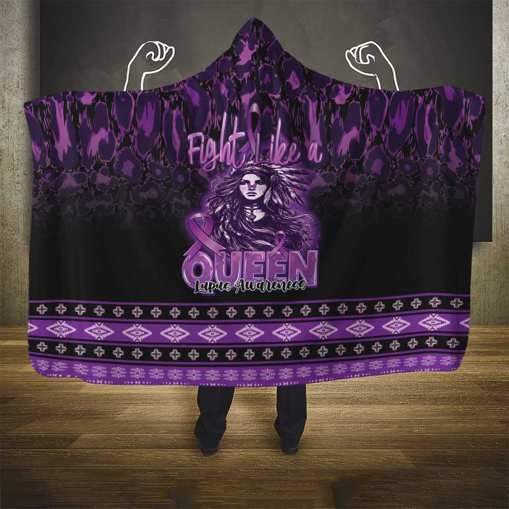 Native American Lupus Girl Hooded Blanket Fight Like a Queen