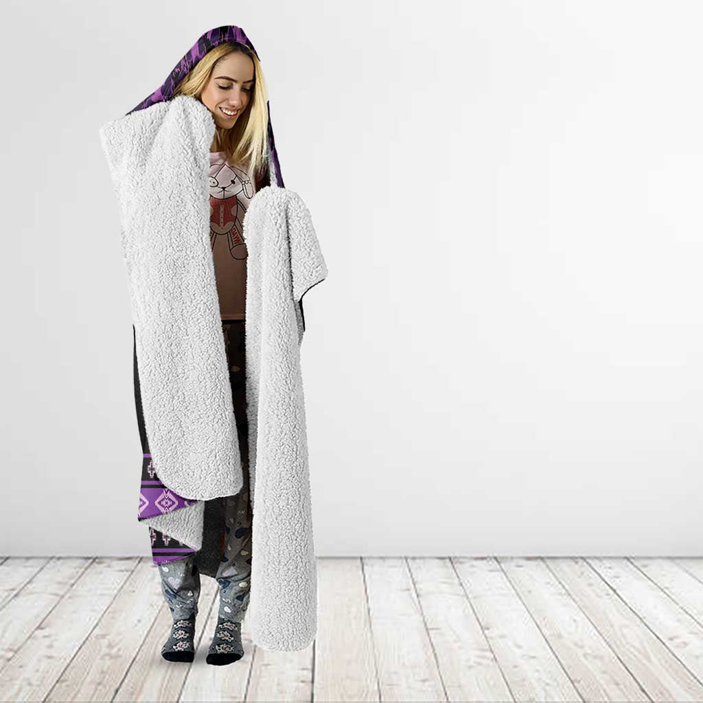 Native American Lupus Girl Hooded Blanket Fight Like a Queen