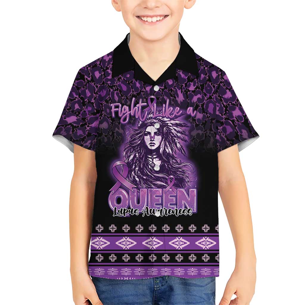 Personalized Native American Lupus Girl Kid Hawaiian Shirt Fight Like a Queen