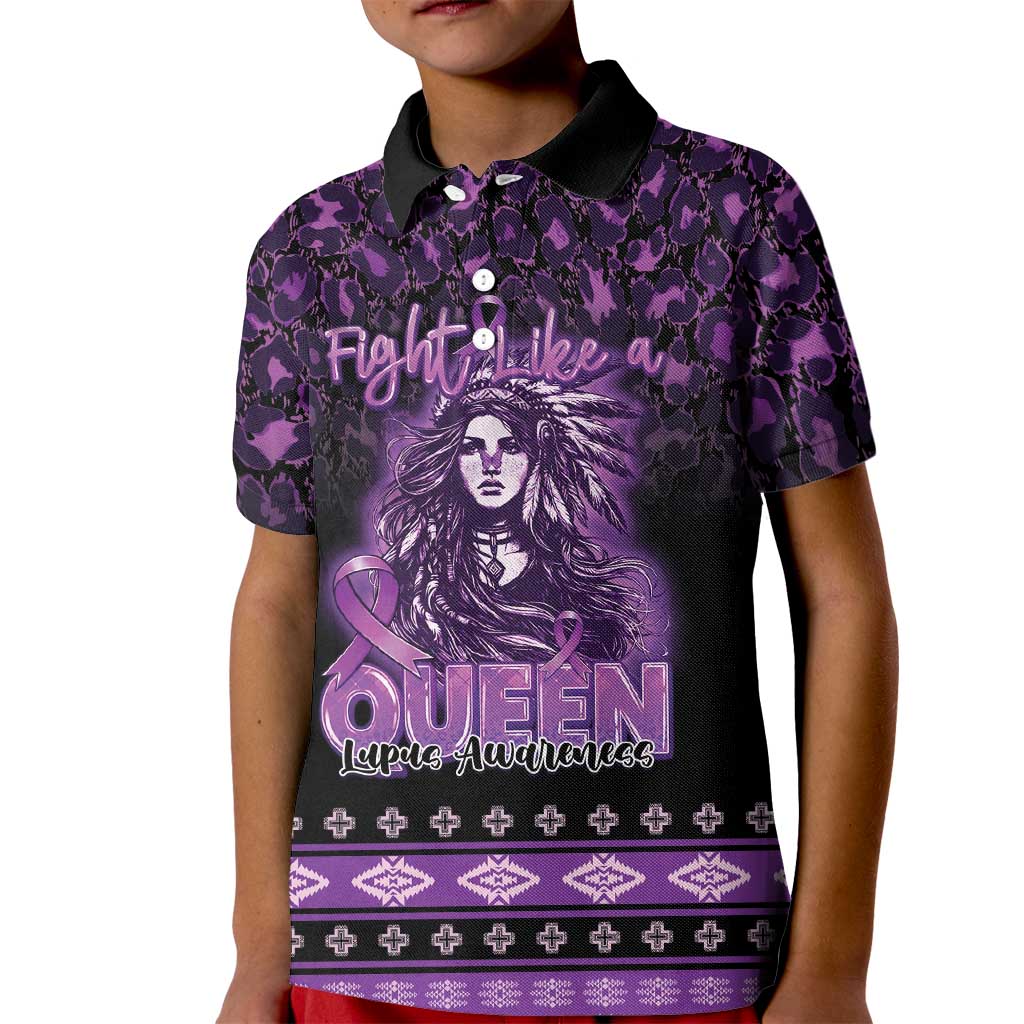 Personalized Native American Lupus Girl Kid Polo Shirt Fight Like a Queen