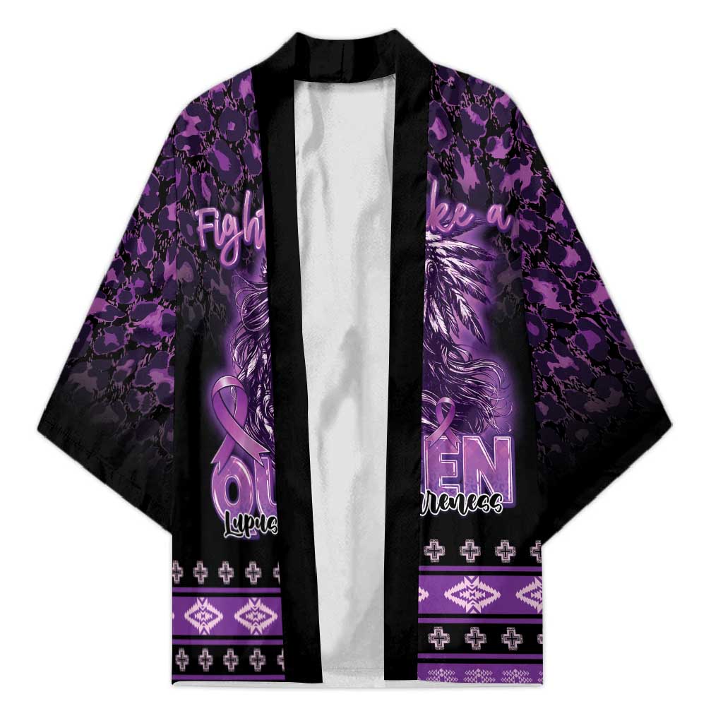 Personalized Native American Lupus Girl Kimono Fight Like a Queen