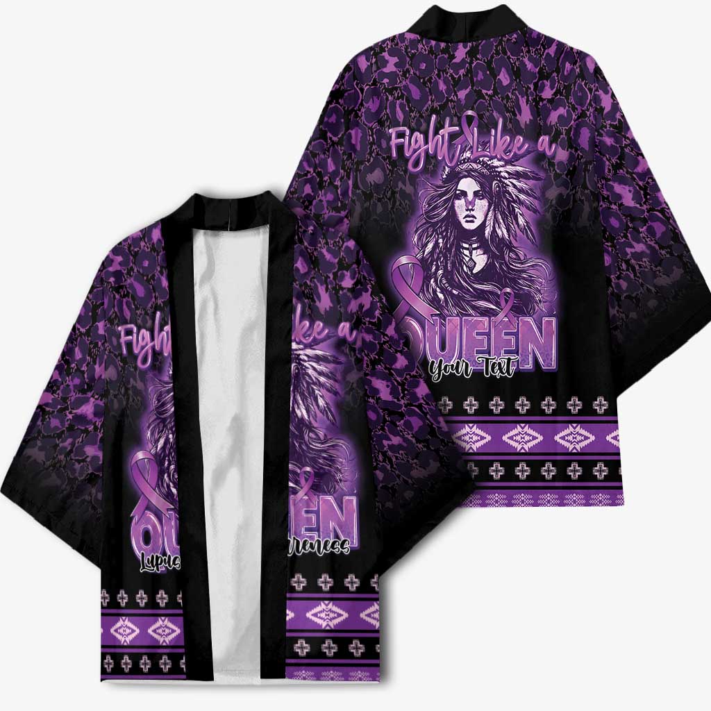 Personalized Native American Lupus Girl Kimono Fight Like a Queen