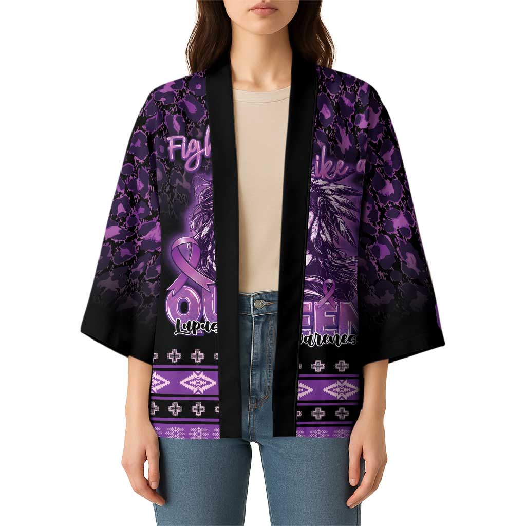 Personalized Native American Lupus Girl Kimono Fight Like a Queen