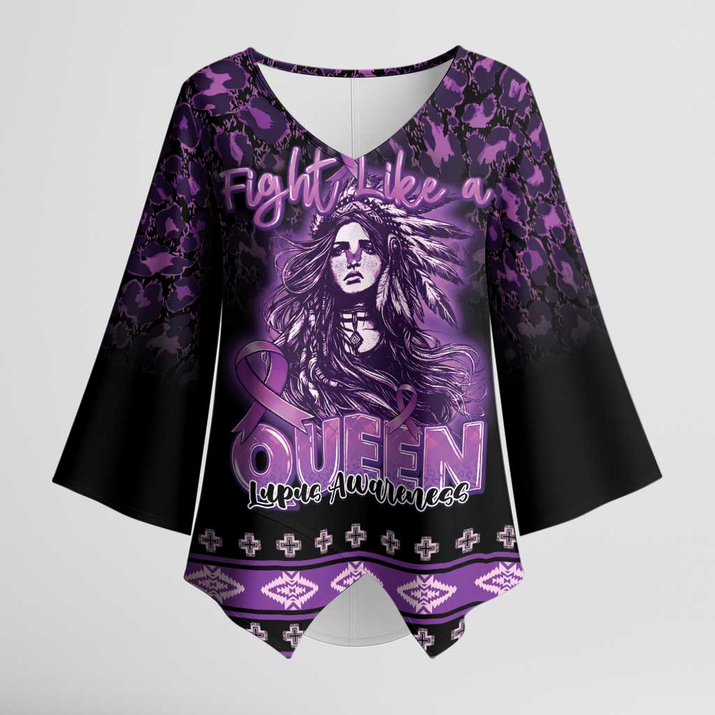 Personalized Native American Lupus Girl Kimono Sleeve Blouse Fight Like a Queen