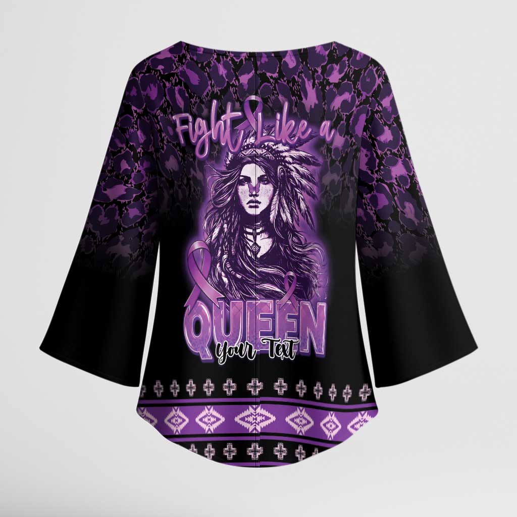 Personalized Native American Lupus Girl Kimono Sleeve Blouse Fight Like a Queen