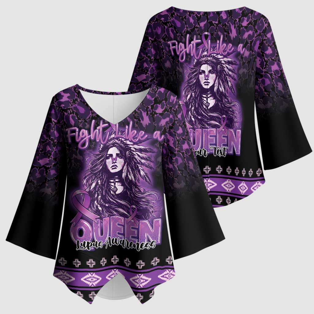 Personalized Native American Lupus Girl Kimono Sleeve Blouse Fight Like a Queen