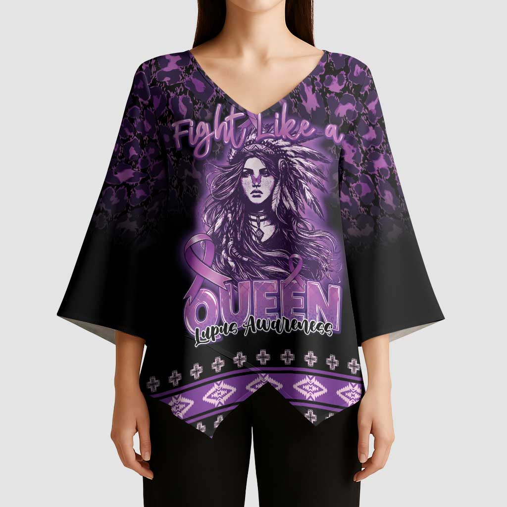 Personalized Native American Lupus Girl Kimono Sleeve Blouse Fight Like a Queen