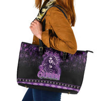 Native American Lupus Girl Leather Tote Bag Fight Like a Queen