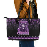 Native American Lupus Girl Leather Tote Bag Fight Like a Queen