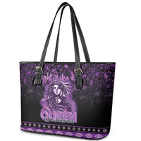 Native American Lupus Girl Leather Tote Bag Fight Like a Queen