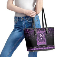 Native American Lupus Girl Leather Tote Bag Fight Like a Queen