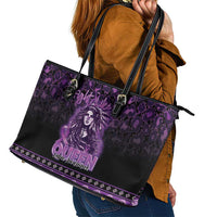 Native American Lupus Girl Leather Tote Bag Fight Like a Queen
