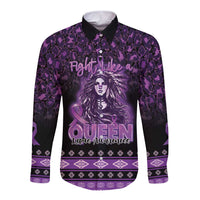 Personalized Native American Lupus Girl Long Sleeve Button Shirt Fight Like a Queen