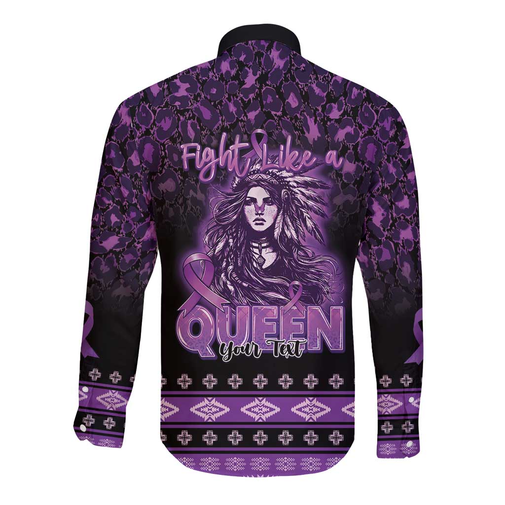 Personalized Native American Lupus Girl Long Sleeve Button Shirt Fight Like a Queen