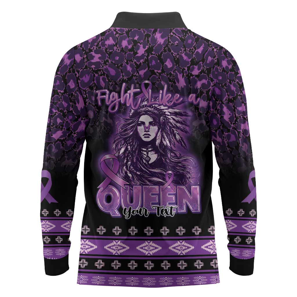 Personalized Native American Lupus Girl Long Sleeve Polo Shirt Fight Like a Queen