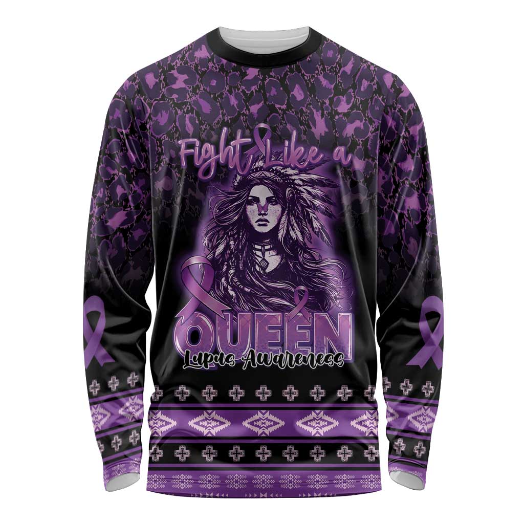 Personalized Native American Lupus Girl Long Sleeve Shirt Fight Like a Queen