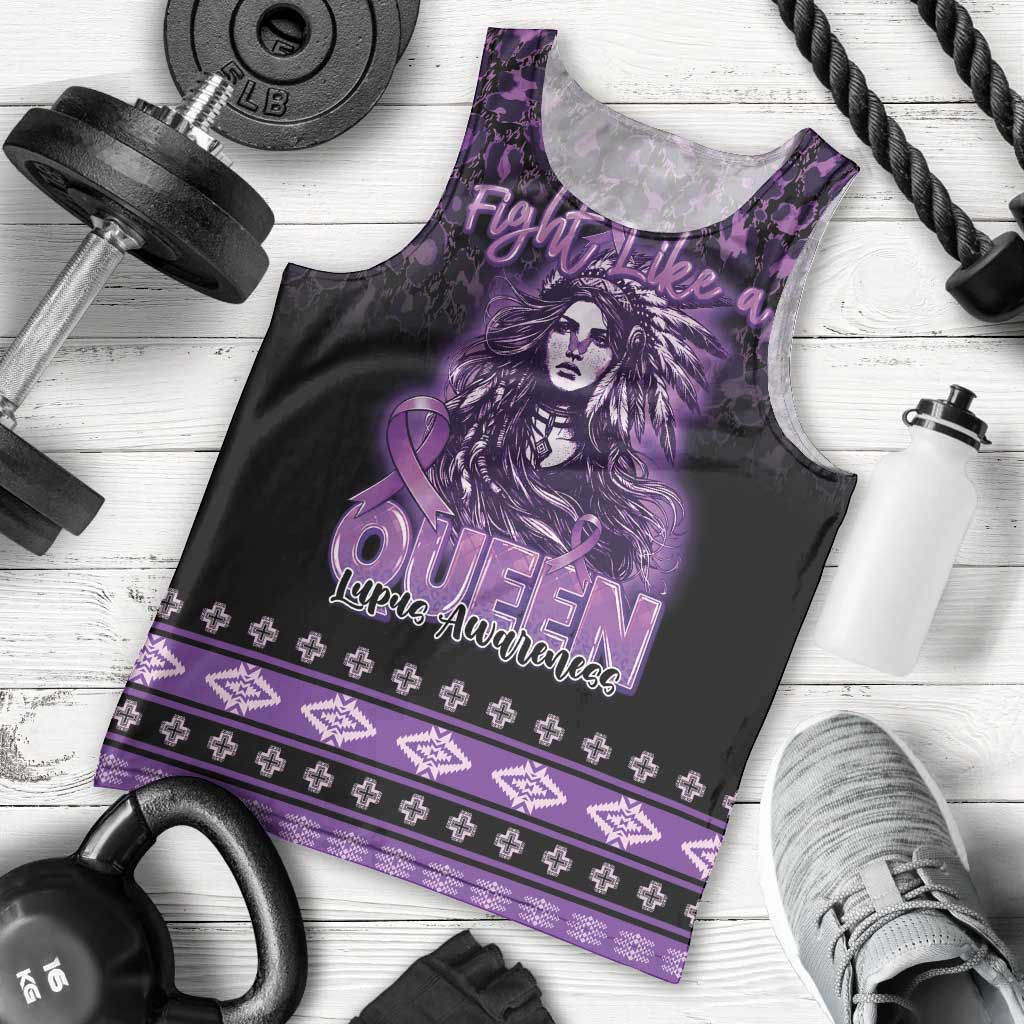 Personalized Native American Lupus Girl Men Tank Top Fight Like a Queen