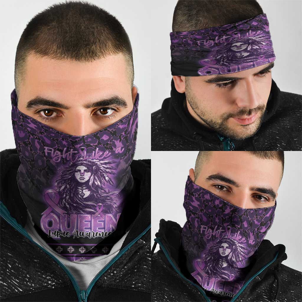 Native American Lupus Girl Neck Gaiter Fight Like a Queen