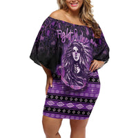 Personalized Native American Lupus Girl Off Shoulder Short Dress Fight Like a Queen