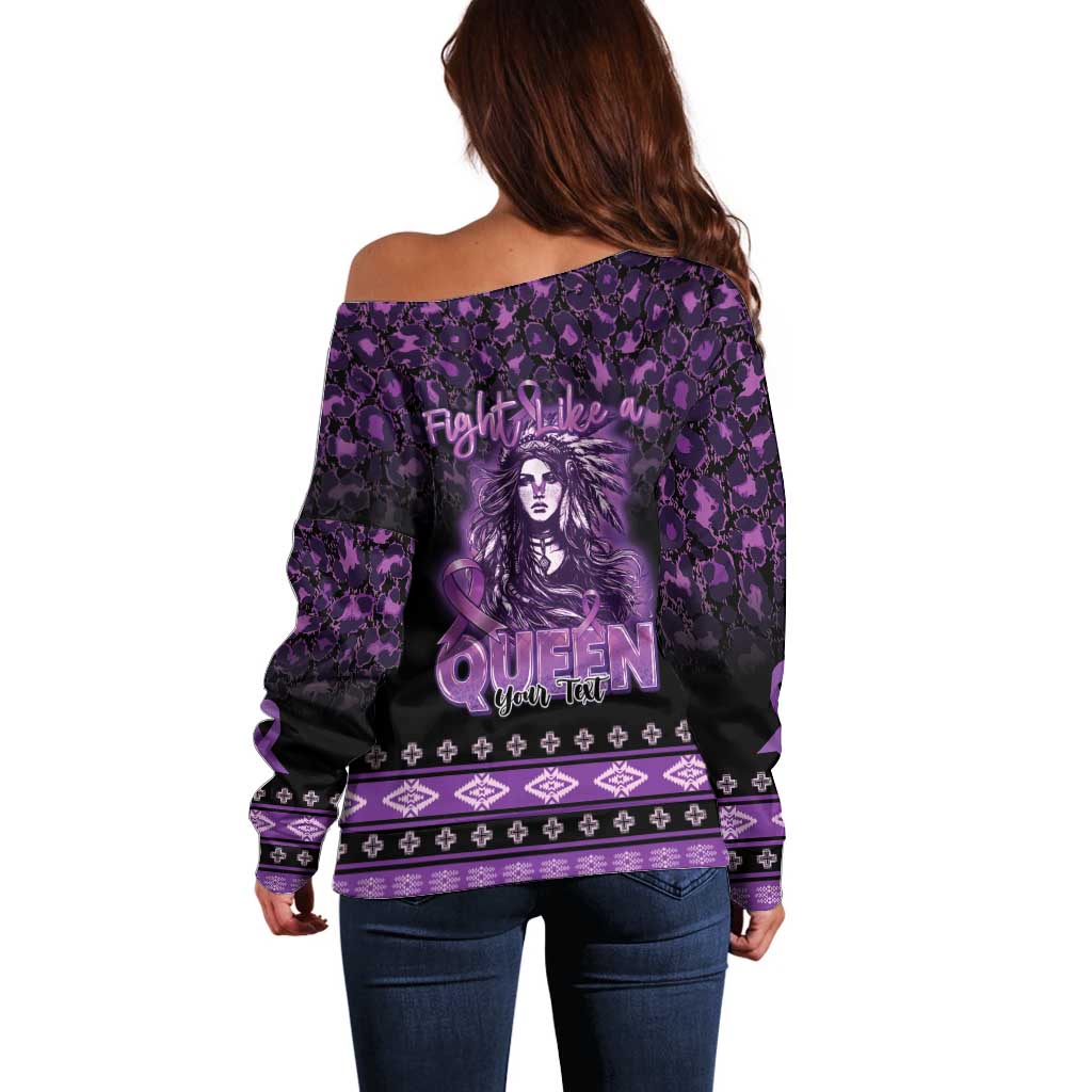 Personalized Native American Lupus Girl Off Shoulder Sweater Fight Like a Queen
