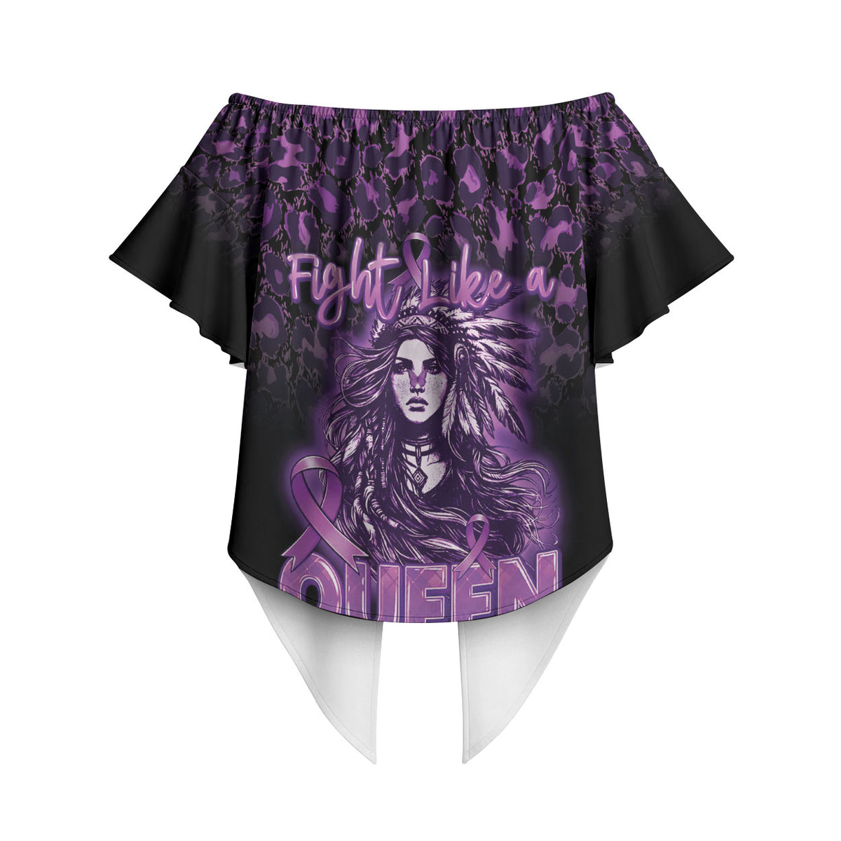 Personalized Native American Lupus Girl Off Shoulder Wrap Waist Top Fight Like a Queen
