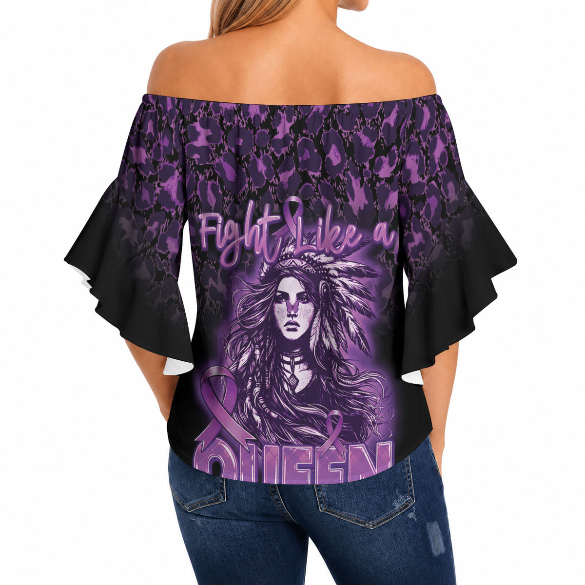 Personalized Native American Lupus Girl Off Shoulder Wrap Waist Top Fight Like a Queen