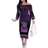 Personalized Native American Lupus Girl Off The Shoulder Long Sleeve Dress Fight Like a Queen