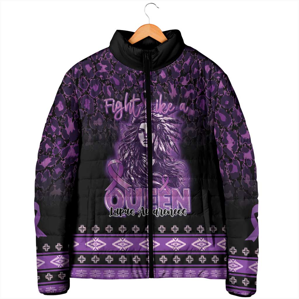 Personalized Native American Lupus Girl Padded Jacket Fight Like a Queen